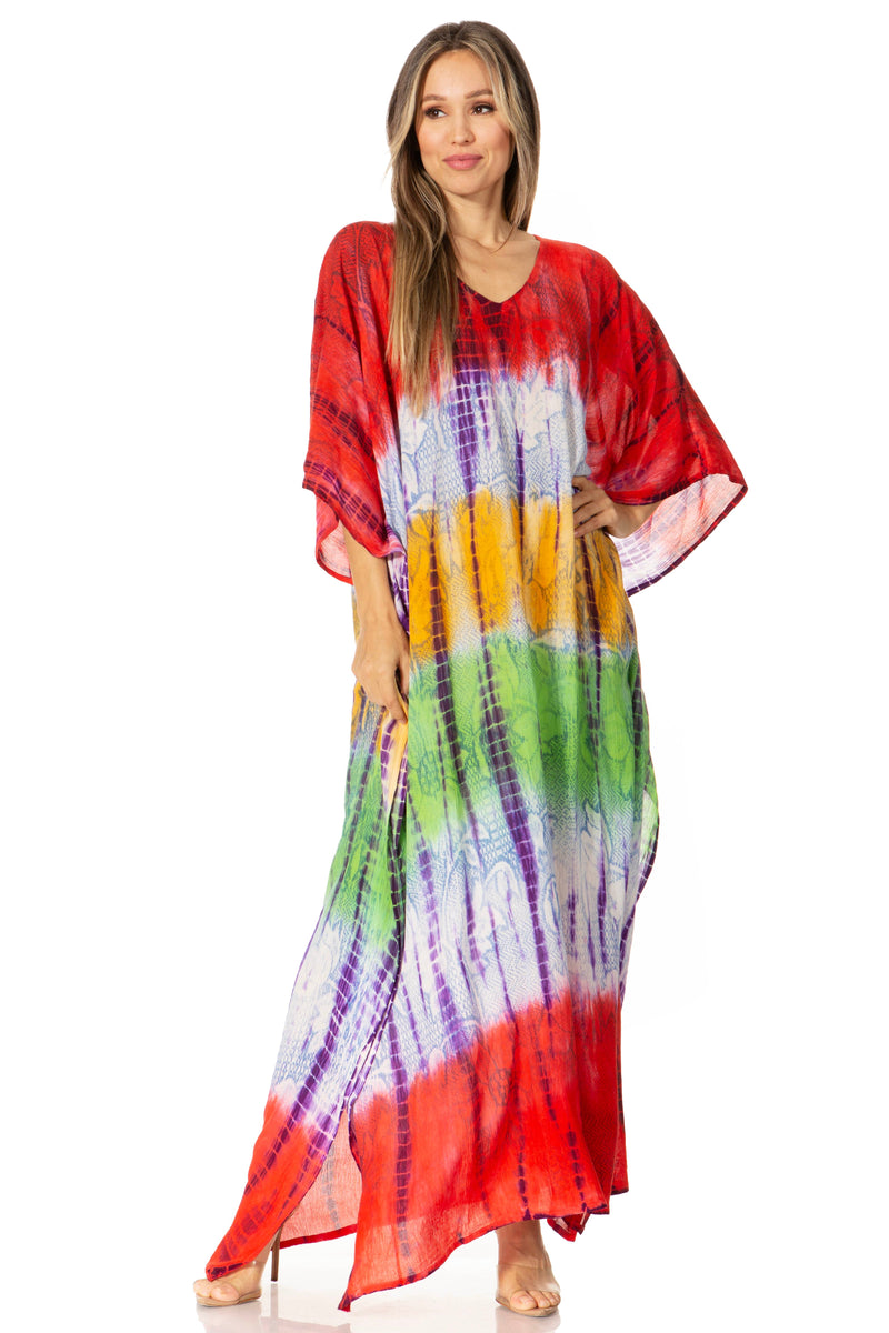 Sakkas Catia Women's Boho Casual Long Maxi Caftan Dress Kaftan Cover-up LougeWear