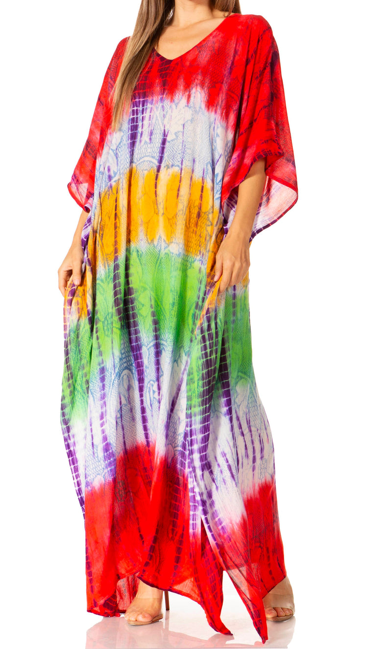 Sakkas Catia Women's Boho Casual Long Maxi Caftan Dress Kaftan Cover-up LougeWear