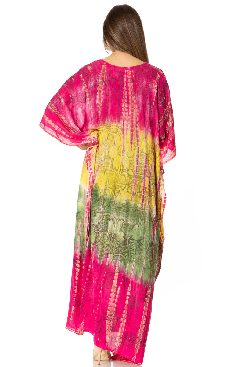 Sakkas Catia Women's Boho Casual Long Maxi Caftan Dress Kaftan Cover-up LougeWear