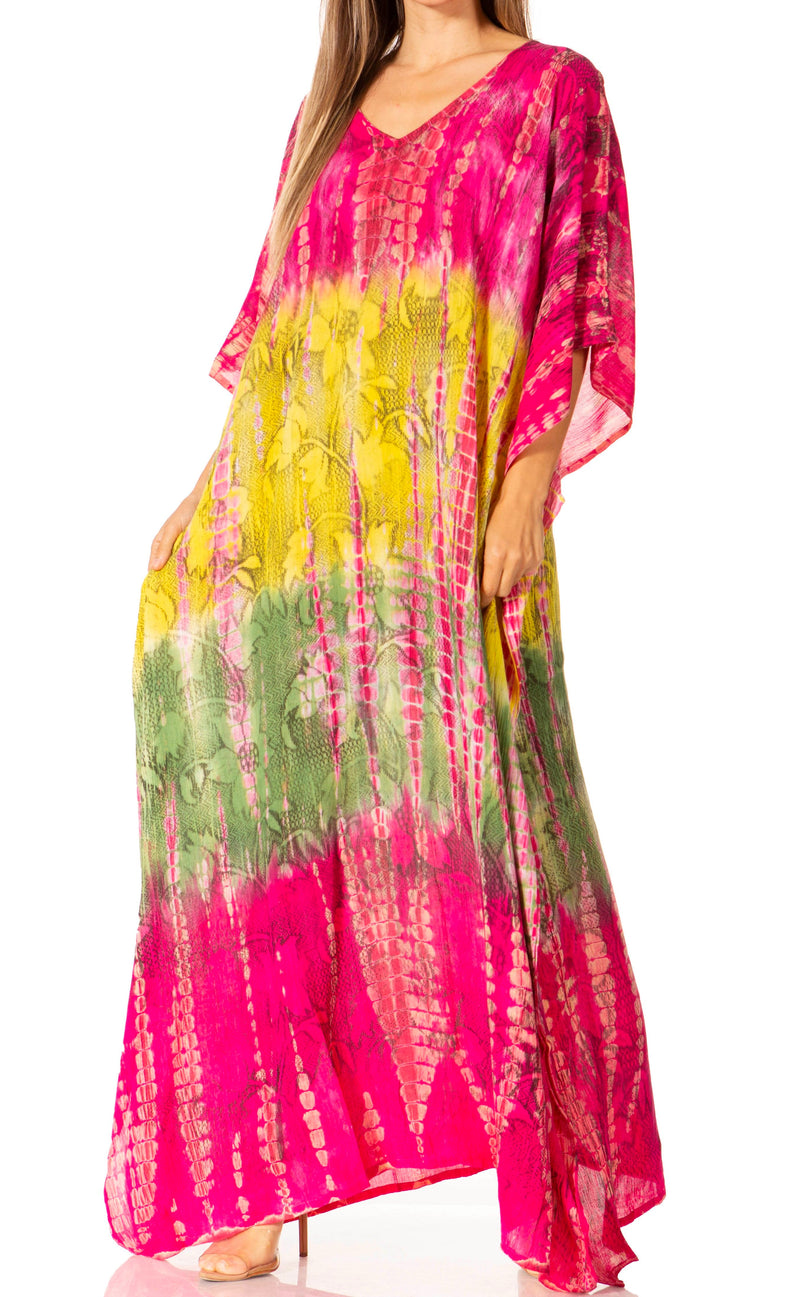 Sakkas Catia Women's Boho Casual Long Maxi Caftan Dress Kaftan Cover-up LougeWear