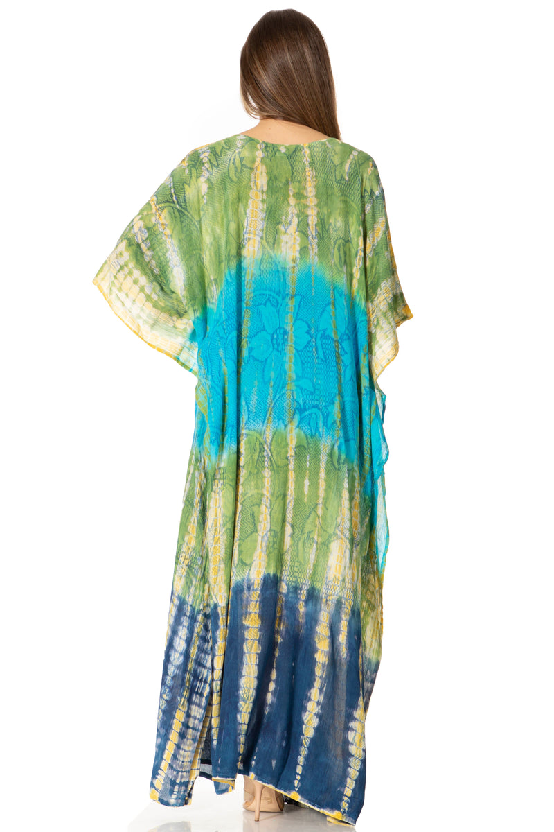 Sakkas Catia Women's Boho Casual Long Maxi Caftan Dress Kaftan Cover-up LougeWear