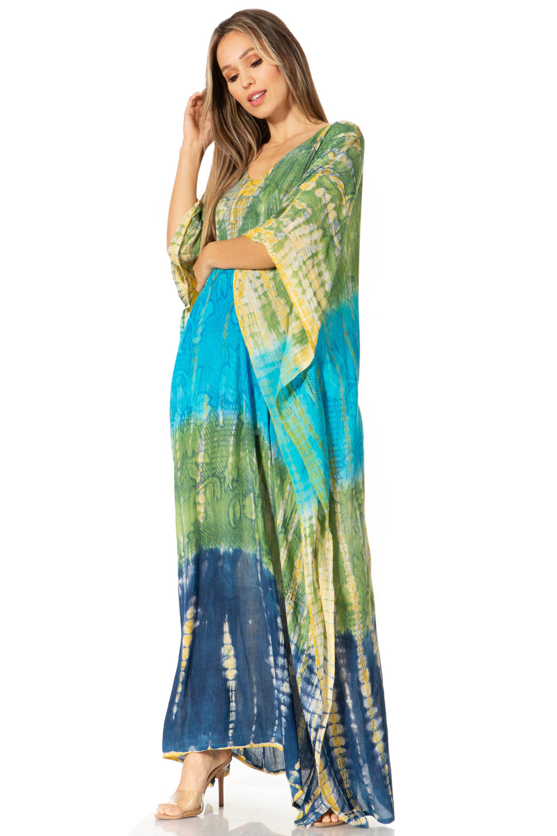 Sakkas Catia Women's Boho Casual Long Maxi Caftan Dress Kaftan Cover-up LougeWear