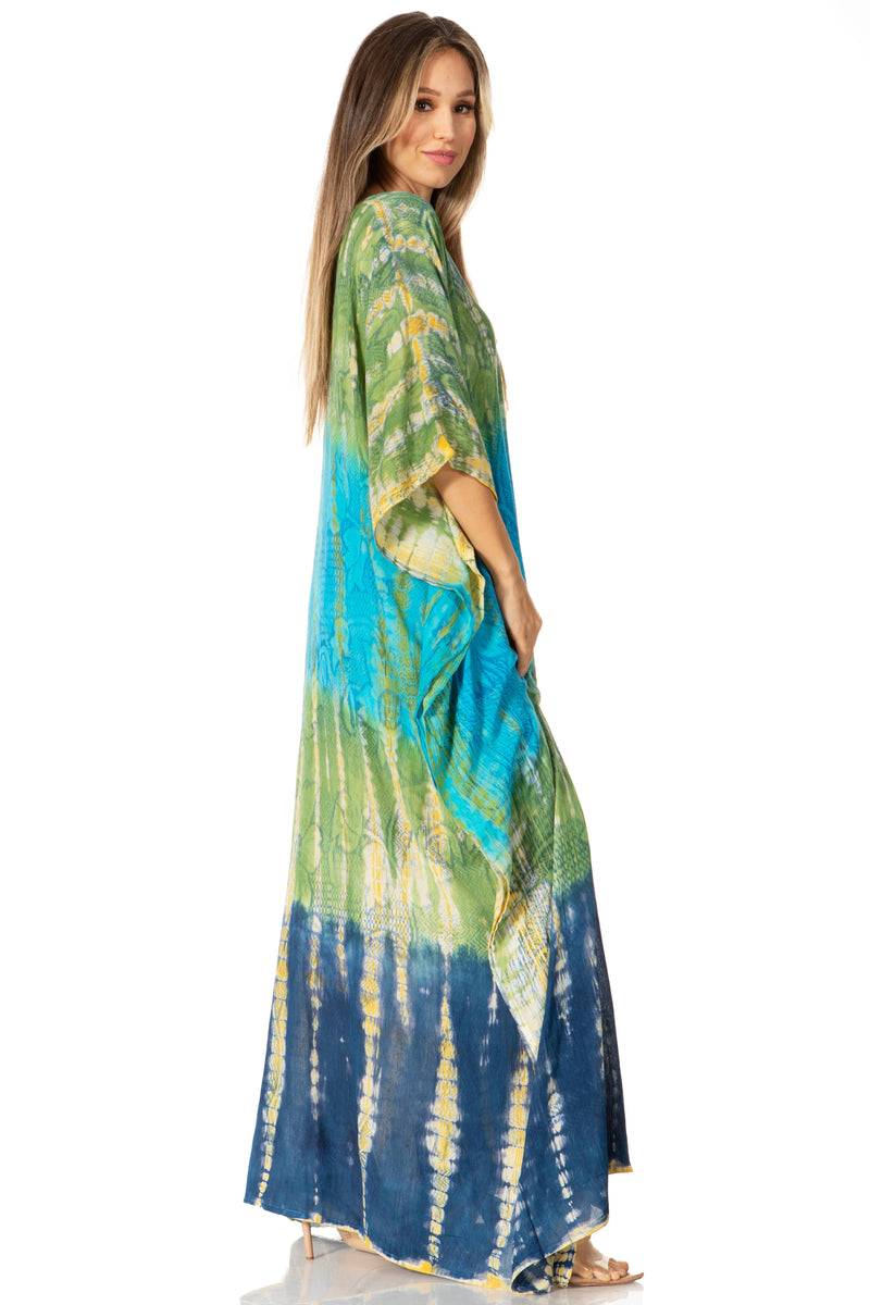 Sakkas Catia Women's Boho Casual Long Maxi Caftan Dress Kaftan Cover-up LougeWear