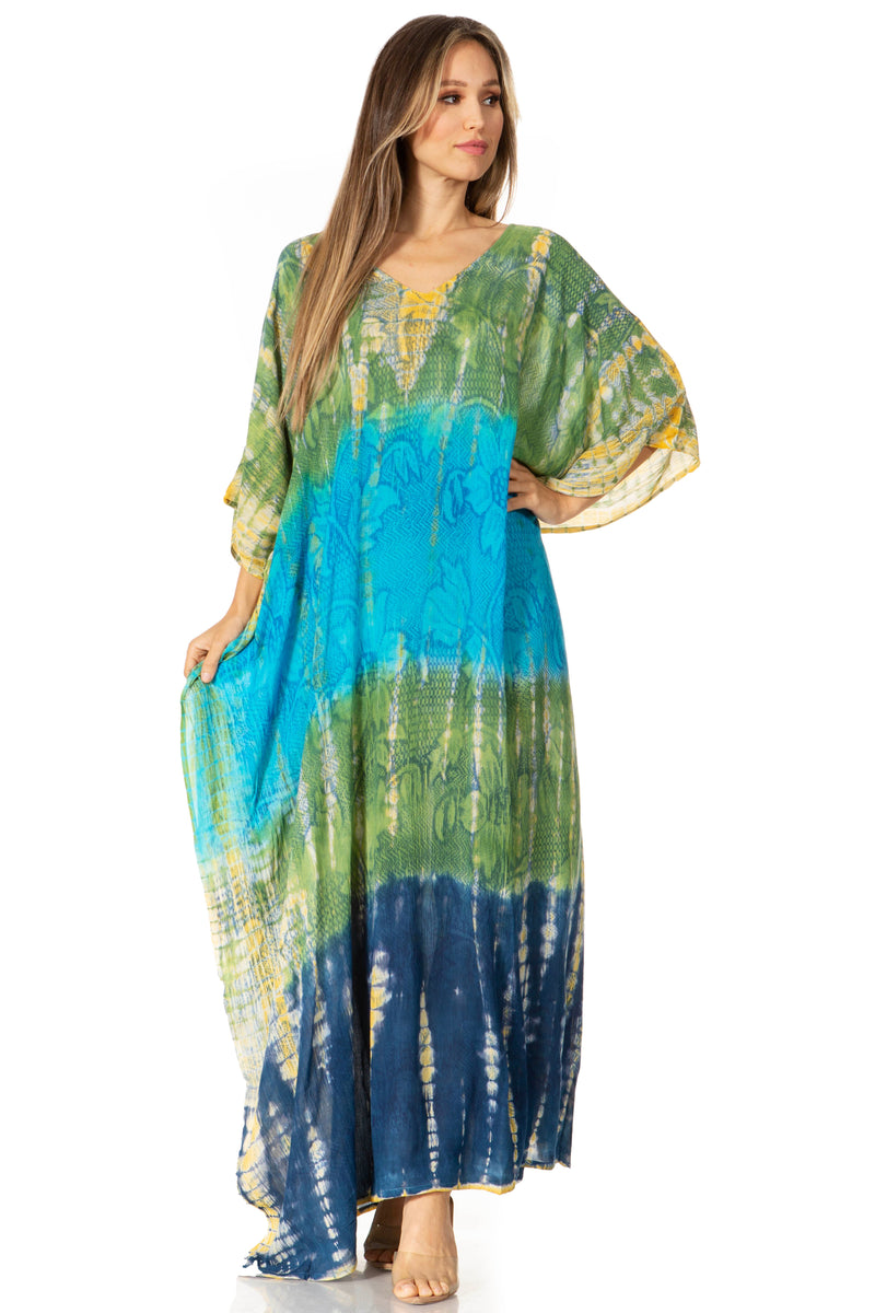 Sakkas Catia Women's Boho Casual Long Maxi Caftan Dress Kaftan Cover-up LougeWear