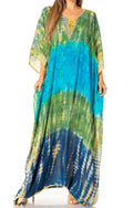 Sakkas Catia Women's Boho Casual Long Maxi Caftan Dress Kaftan Cover-up LougeWear #color_17-Green