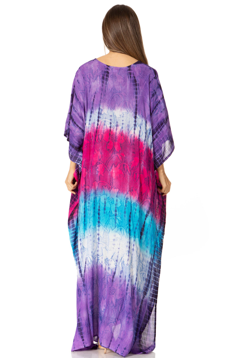 Sakkas Catia Women's Boho Casual Long Maxi Caftan Dress Kaftan Cover-up LougeWear