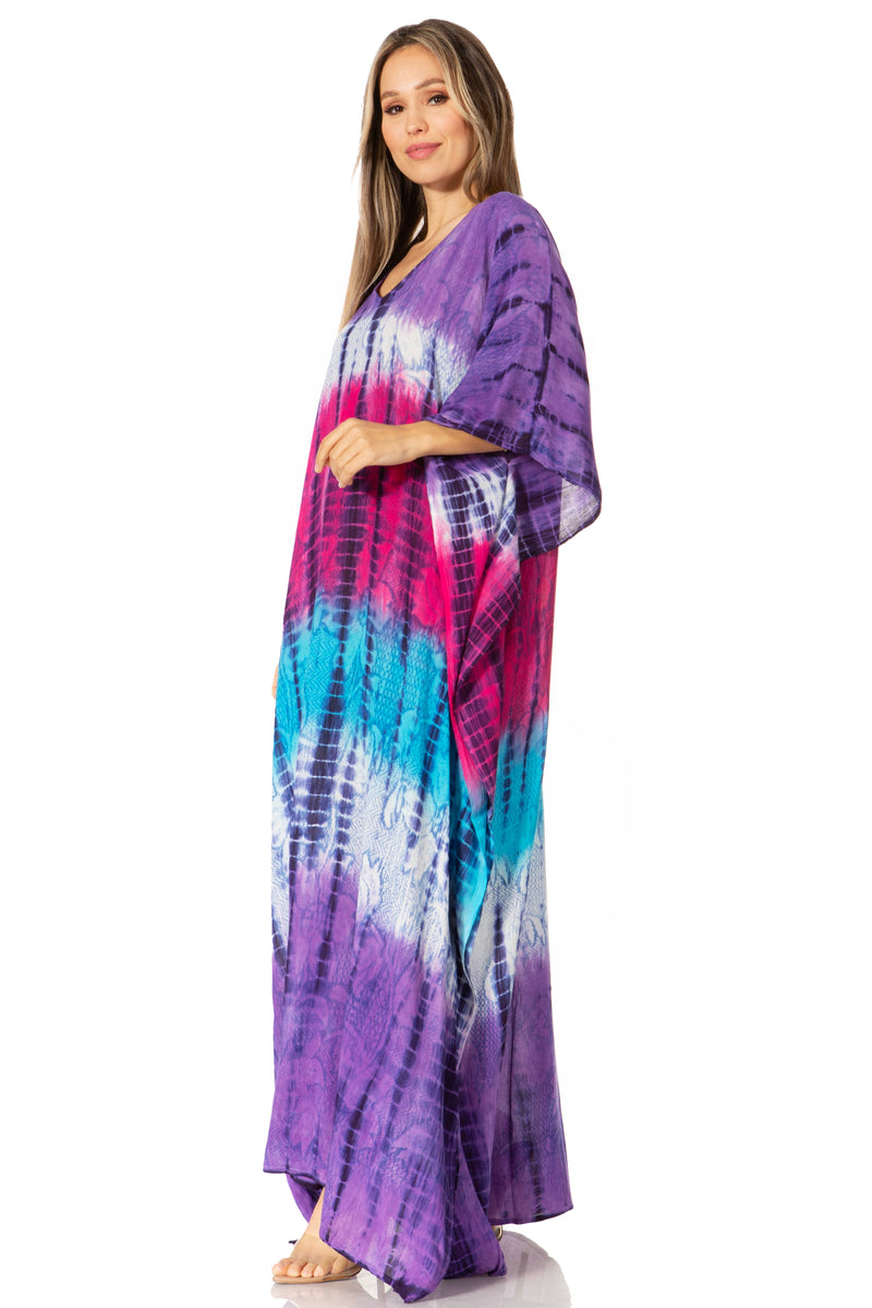 Sakkas Catia Women's Boho Casual Long Maxi Caftan Dress Kaftan Cover-up LougeWear