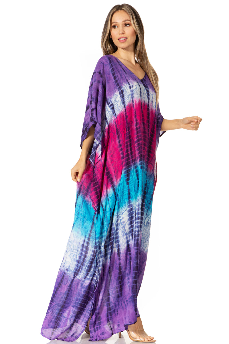 Sakkas Catia Women's Boho Casual Long Maxi Caftan Dress Kaftan Cover-up LougeWear