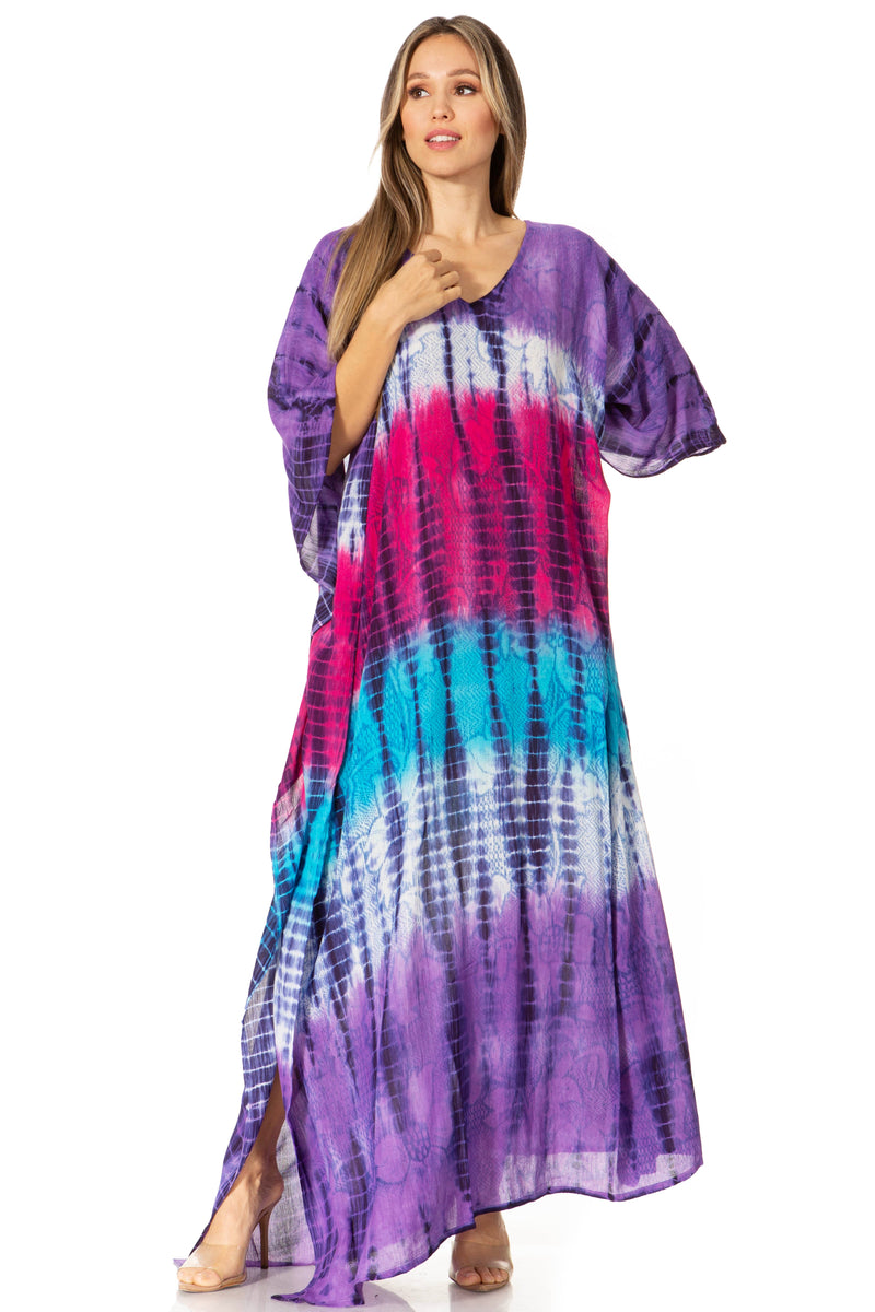 Sakkas Catia Women's Boho Casual Long Maxi Caftan Dress Kaftan Cover-up LougeWear