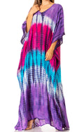Sakkas Catia Women's Boho Casual Long Maxi Caftan Dress Kaftan Cover-up LougeWear #color_17-Purple