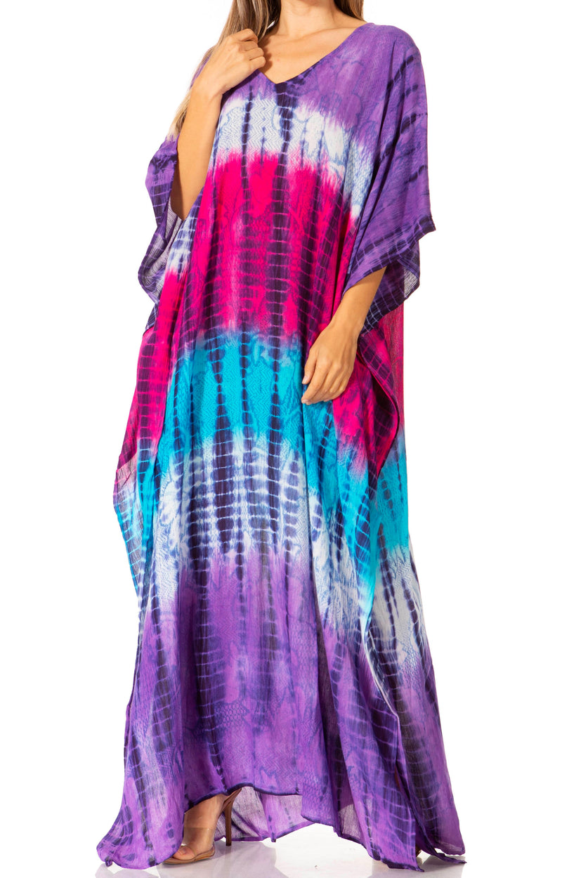 Sakkas Catia Women's Boho Casual Long Maxi Caftan Dress Kaftan Cover-up LougeWear