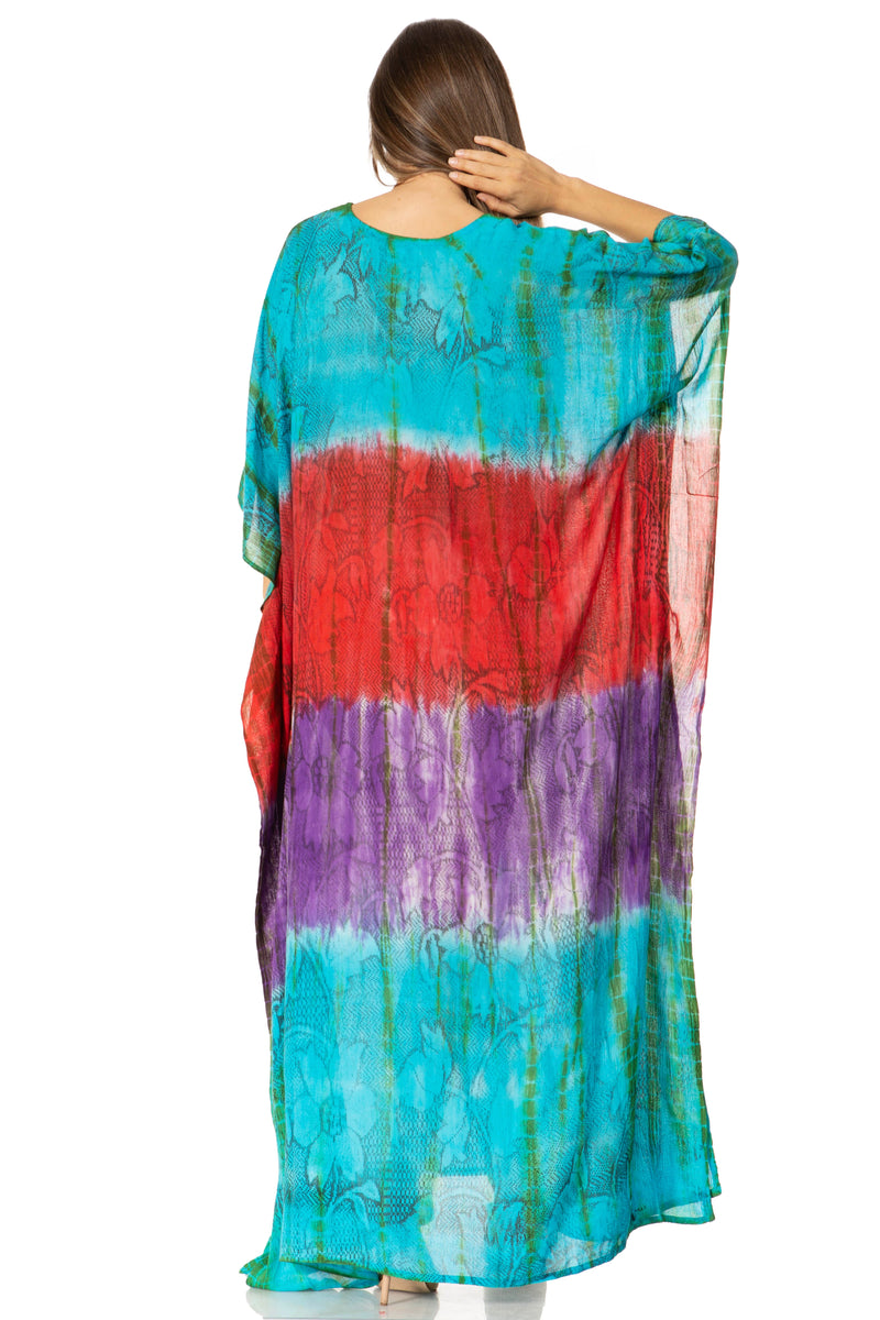 Sakkas Catia Women's Boho Casual Long Maxi Caftan Dress Kaftan Cover-up LougeWear