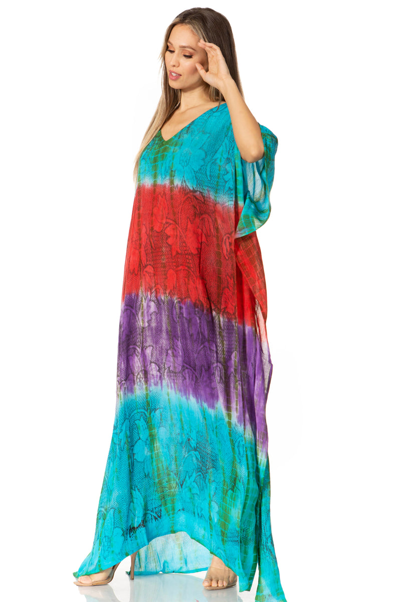 Sakkas Catia Women's Boho Casual Long Maxi Caftan Dress Kaftan Cover-up LougeWear