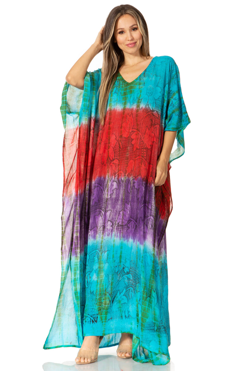 Sakkas Catia Women's Boho Casual Long Maxi Caftan Dress Kaftan Cover-up LougeWear