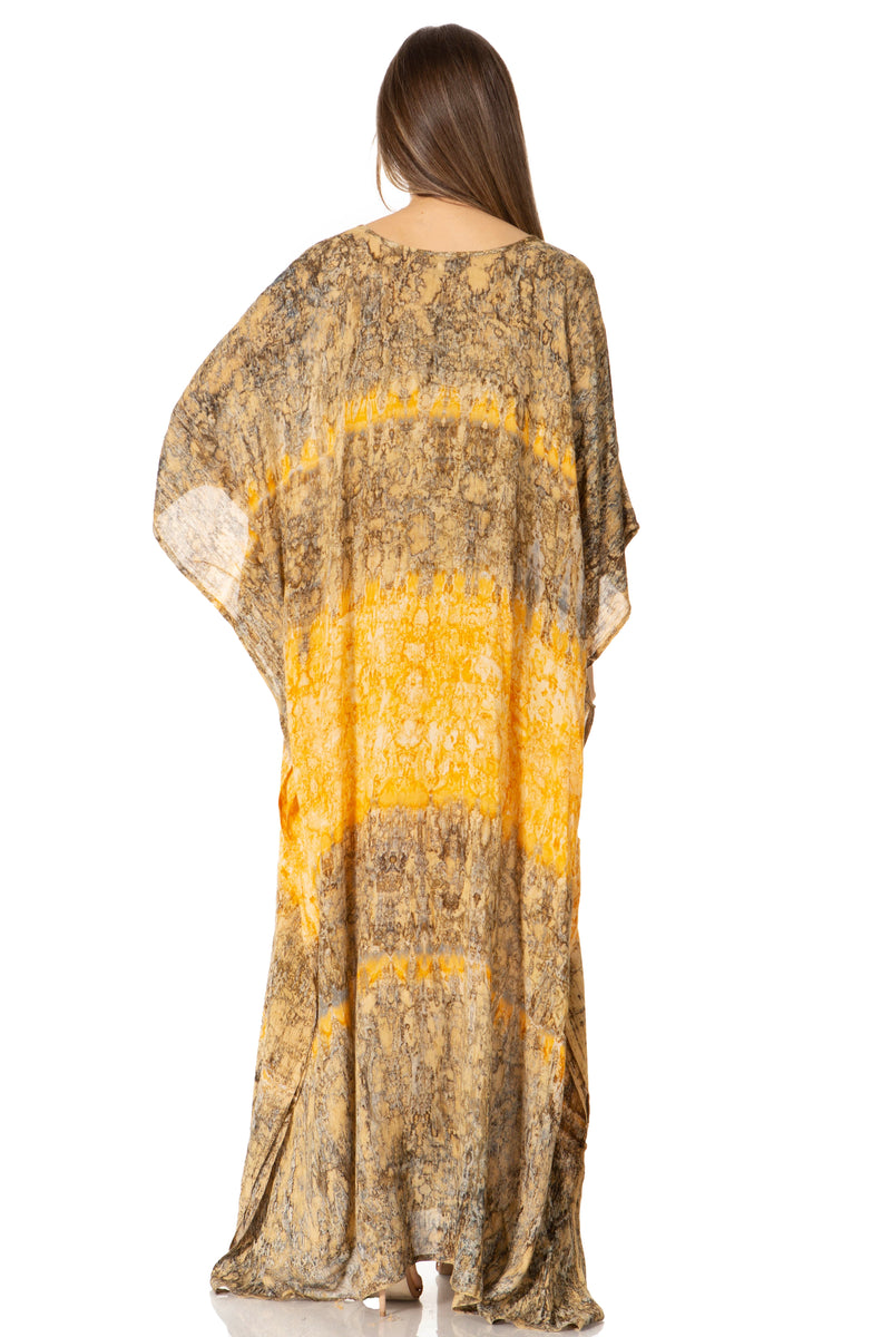 Sakkas Catia Women's Boho Casual Long Maxi Caftan Dress Kaftan Cover-up LougeWear