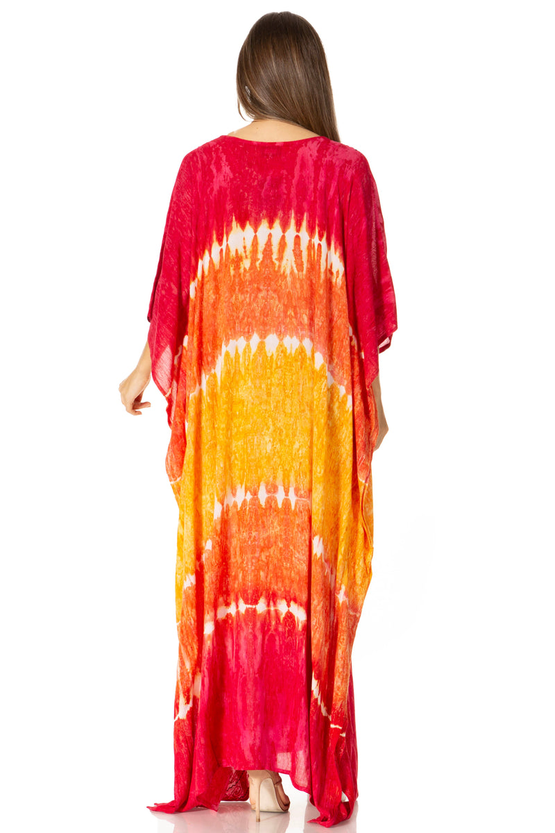 Sakkas Catia Women's Boho Casual Long Maxi Caftan Dress Kaftan Cover-up LougeWear