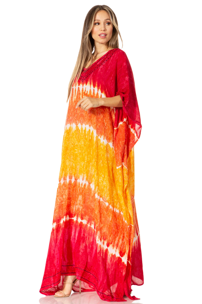 Sakkas Catia Women's Boho Casual Long Maxi Caftan Dress Kaftan Cover-up LougeWear