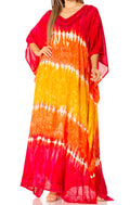 Sakkas Catia Women's Boho Casual Long Maxi Caftan Dress Kaftan Cover-up LougeWear #color_18-Magma