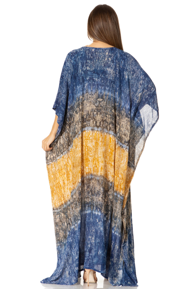 Sakkas Catia Women's Boho Casual Long Maxi Caftan Dress Kaftan Cover-up LougeWear