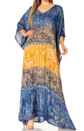 Sakkas Catia Women's Boho Casual Long Maxi Caftan Dress Kaftan Cover-up LougeWear #color_18-Navy