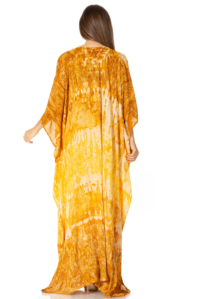 Sakkas Catia Women's Boho Casual Long Maxi Caftan Dress Kaftan Cover-up LougeWear