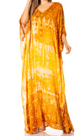 Sakkas Catia Women's Boho Casual Long Maxi Caftan Dress Kaftan Cover-up LougeWear #color_18-RussetBrown