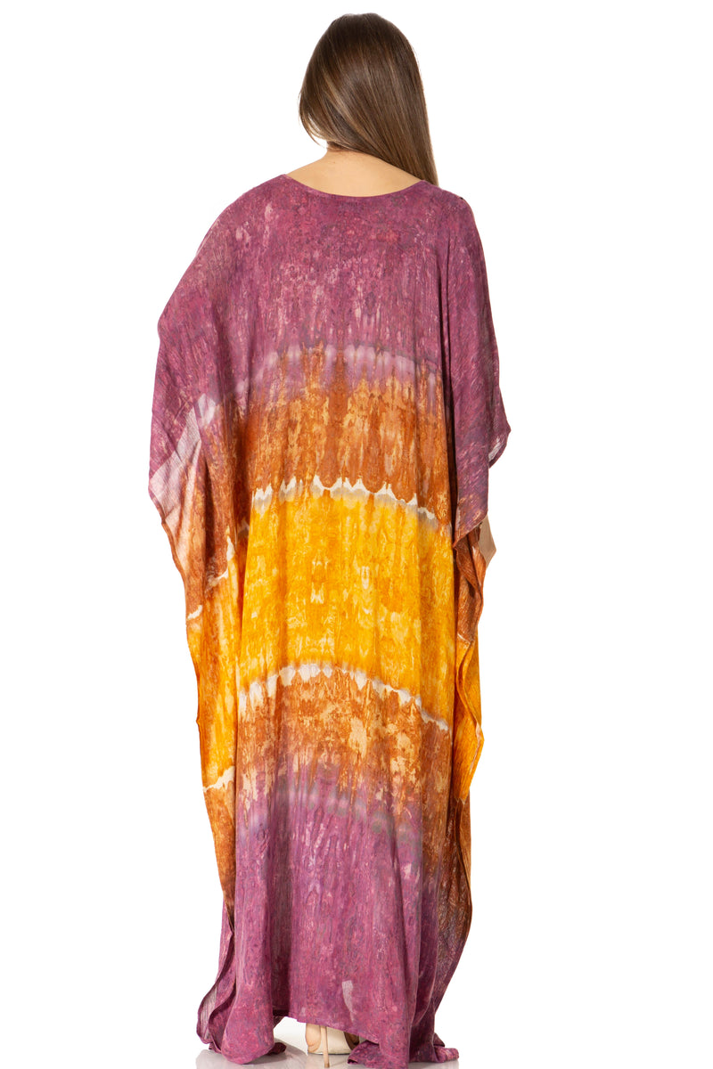 Sakkas Catia Women's Boho Casual Long Maxi Caftan Dress Kaftan Cover-up LougeWear