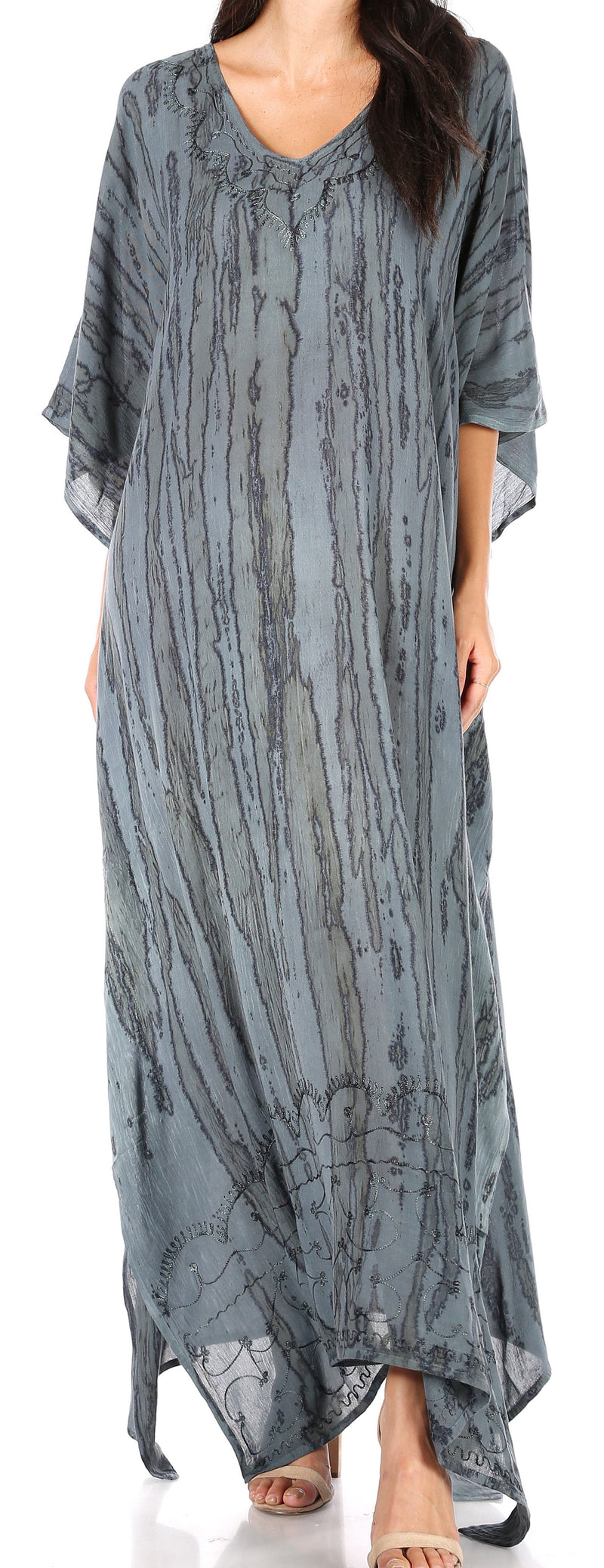 Sakkas Catia Women's Boho Casual Long Maxi Caftan Dress Kaftan Cover-up LougeWear