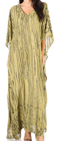 Sakkas Catia Women's Boho Casual Long Maxi Caftan Dress Kaftan Cover-up LougeWear #color_2-ForestGreen