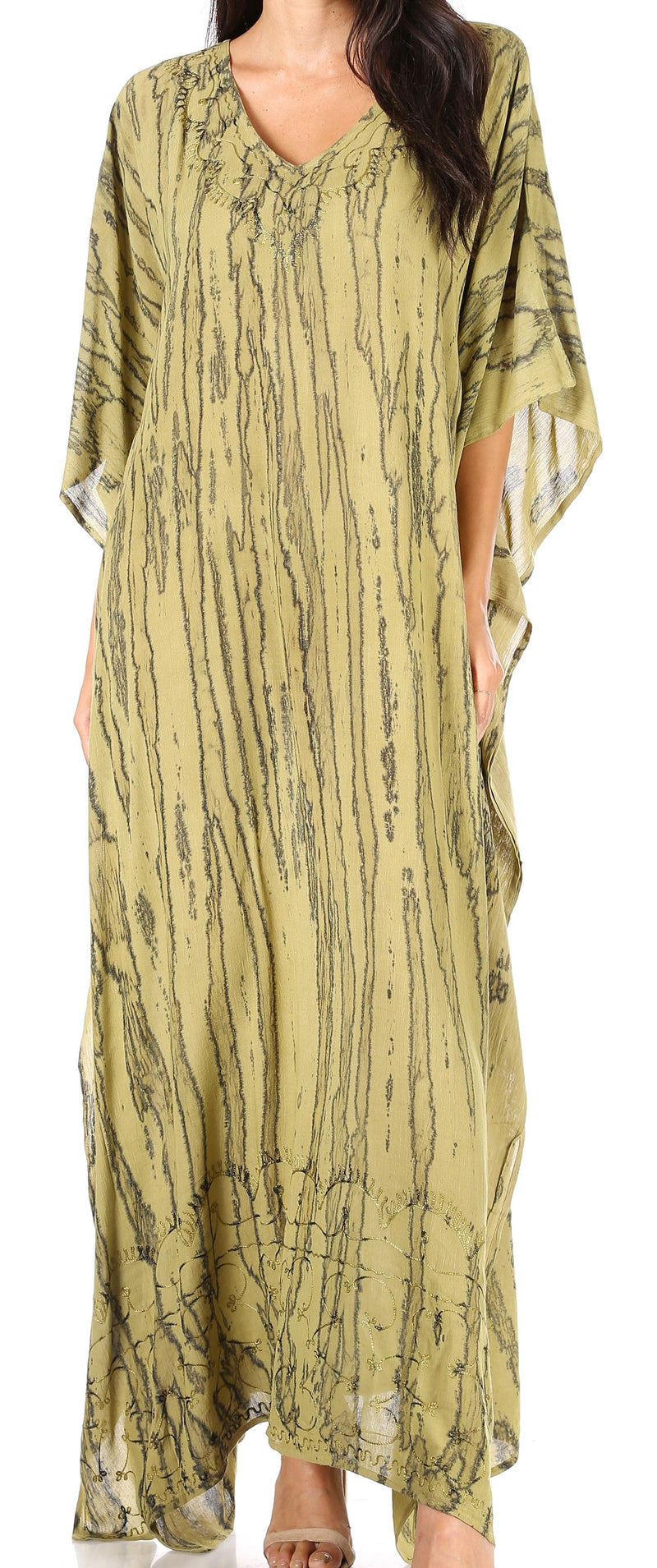 Sakkas Catia Women's Boho Casual Long Maxi Caftan Dress Kaftan Cover-up LougeWear