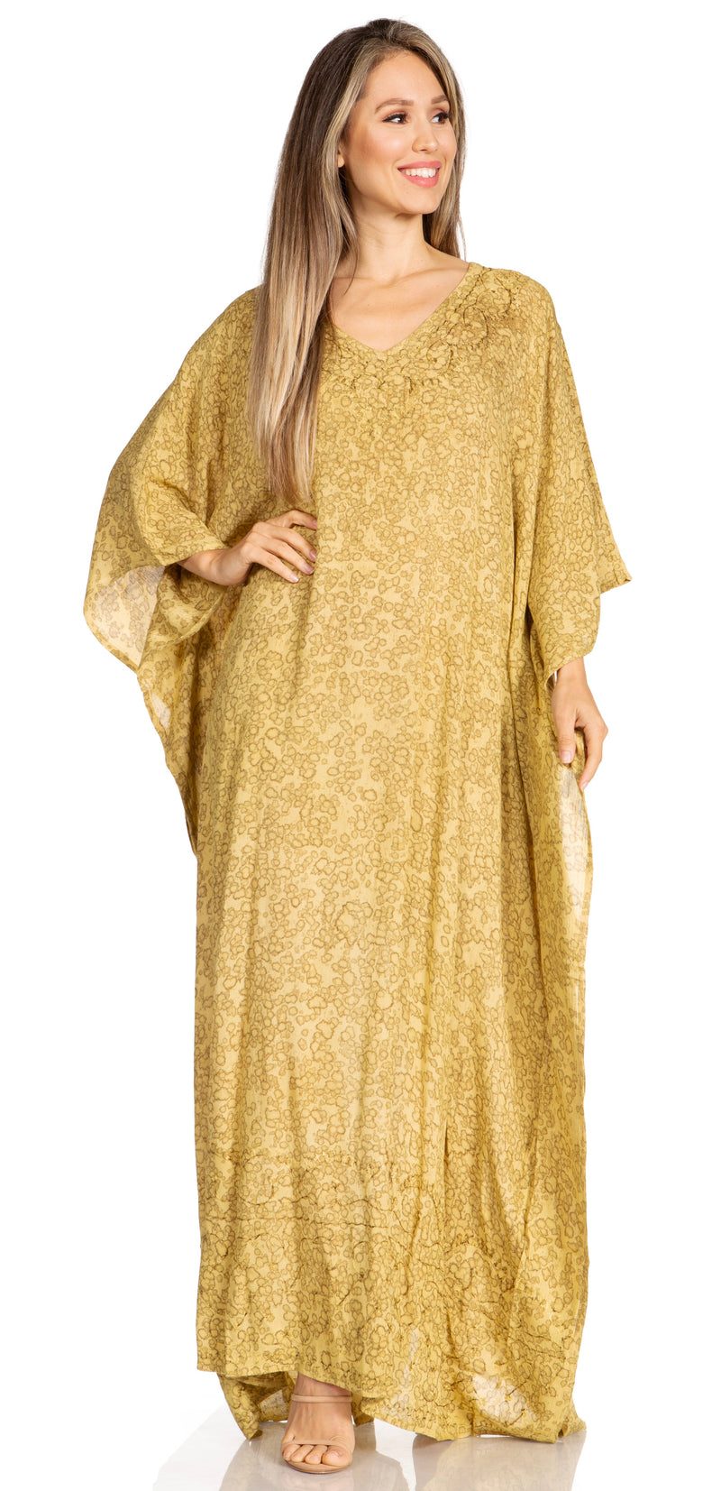 Sakkas Catia Women's Boho Casual Long Maxi Caftan Dress Kaftan Cover-up LougeWear