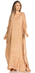 Sakkas Catia Women's Boho Casual Long Maxi Caftan Dress Kaftan Cover-up LougeWear #color_20-Chocolate