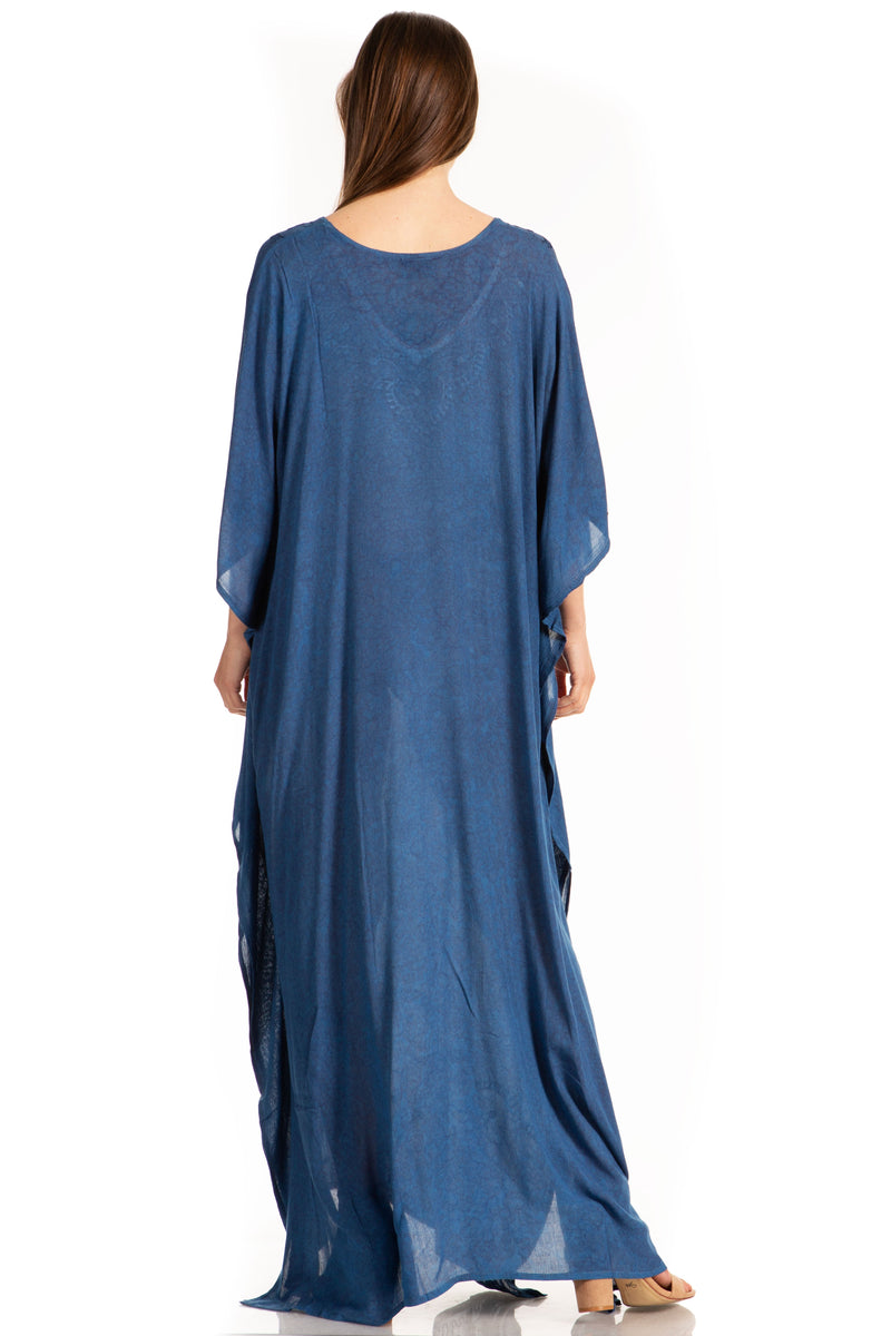 Sakkas Catia Women's Boho Casual Long Maxi Caftan Dress Kaftan Cover-up LougeWear