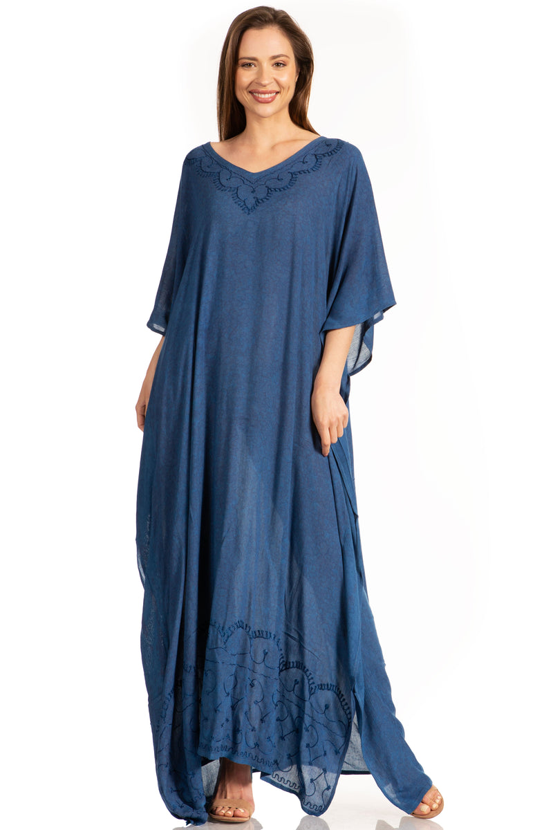 Sakkas Catia Women's Boho Casual Long Maxi Caftan Dress Kaftan Cover-up LougeWear