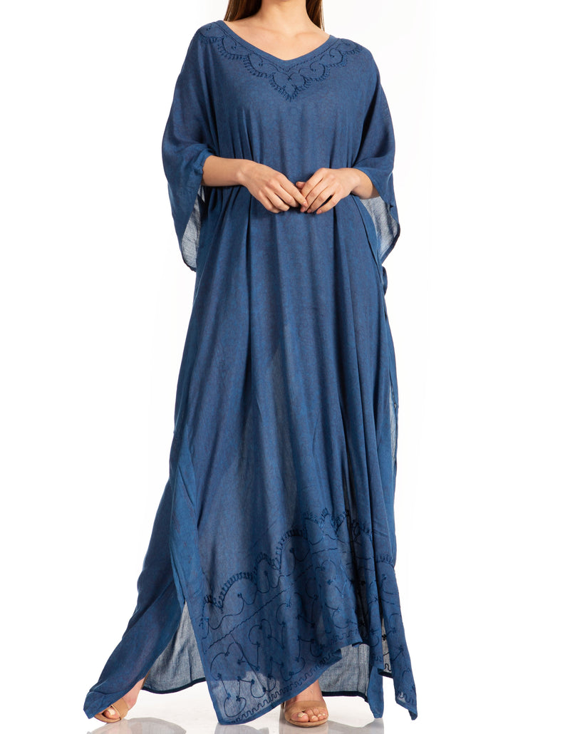 Sakkas Catia Women's Boho Casual Long Maxi Caftan Dress Kaftan Cover-up LougeWear