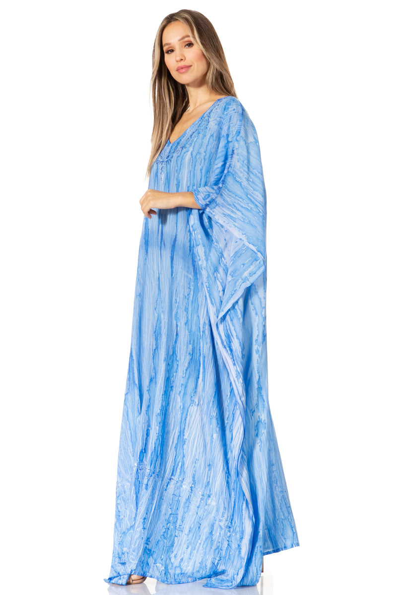 Sakkas Catia Women's Boho Casual Long Maxi Caftan Dress Kaftan Cover-up LougeWear