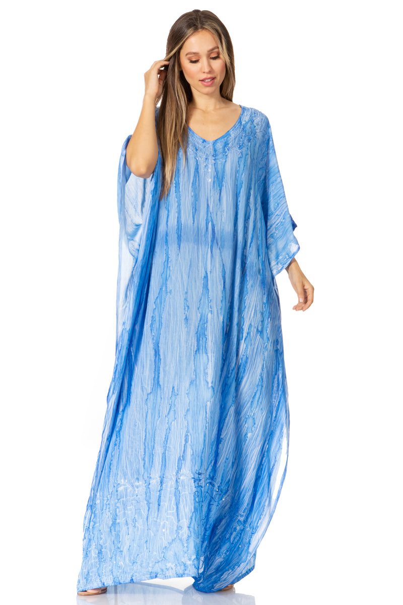 Sakkas Catia Women's Boho Casual Long Maxi Caftan Dress Kaftan Cover-up LougeWear