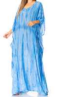 Sakkas Catia Women's Boho Casual Long Maxi Caftan Dress Kaftan Cover-up LougeWear #color_22-Blue