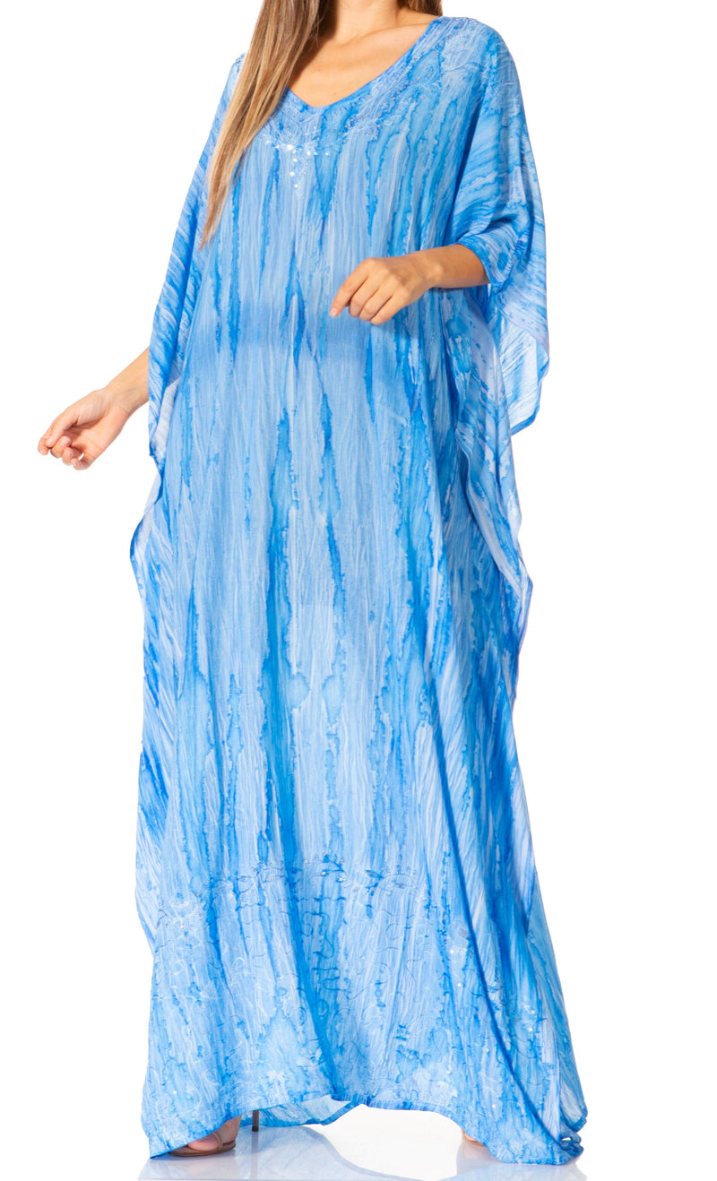 Sakkas Catia Women's Boho Casual Long Maxi Caftan Dress Kaftan Cover-up LougeWear