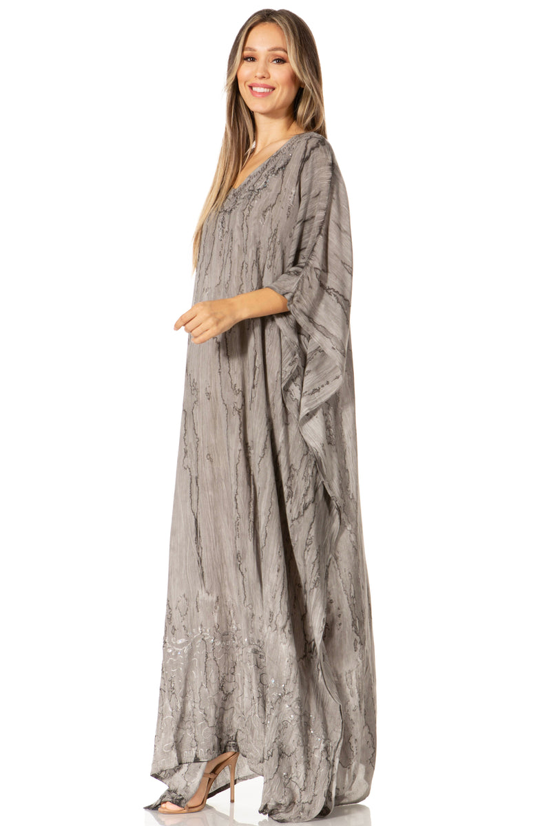 Sakkas Catia Women's Boho Casual Long Maxi Caftan Dress Kaftan Cover-up LougeWear