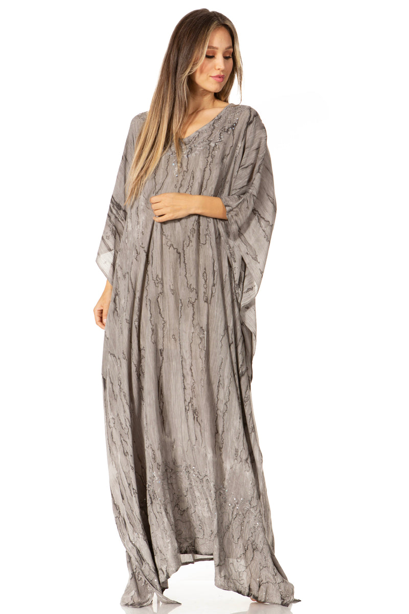 Sakkas Catia Women's Boho Casual Long Maxi Caftan Dress Kaftan Cover-up LougeWear