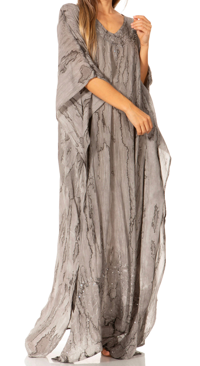 Sakkas Catia Women's Boho Casual Long Maxi Caftan Dress Kaftan Cover-up LougeWear