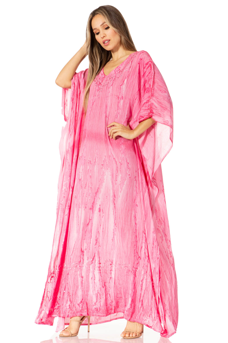 Sakkas Catia Women's Boho Casual Long Maxi Caftan Dress Kaftan Cover-up LougeWear