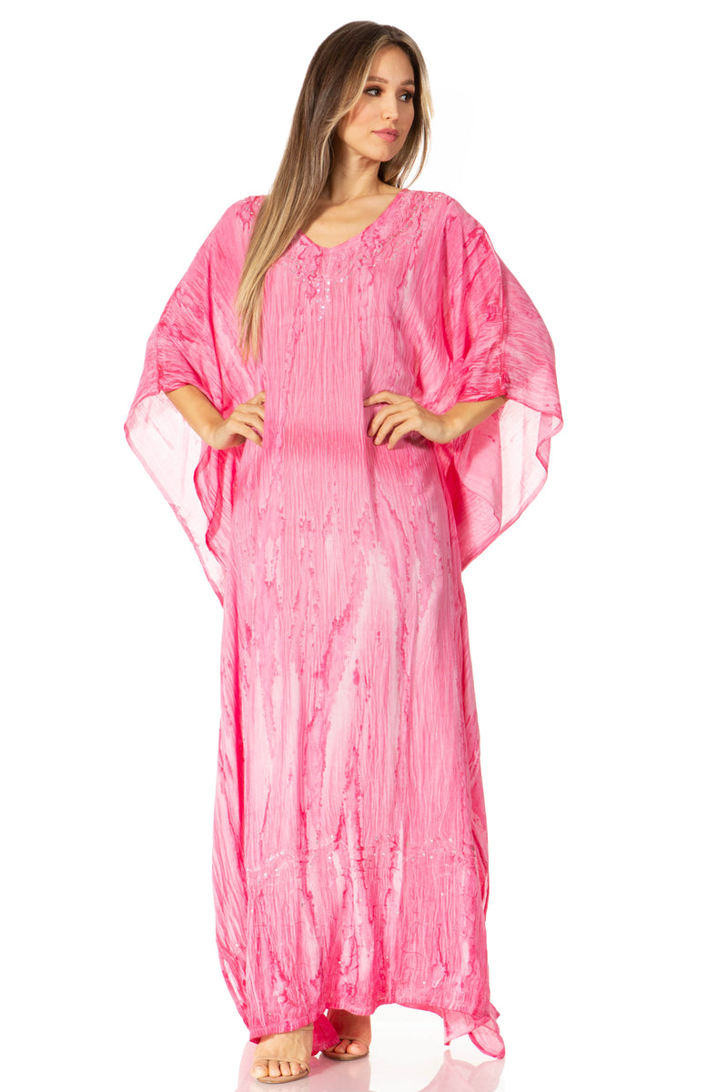 Sakkas Catia Women's Boho Casual Long Maxi Caftan Dress Kaftan Cover-up LougeWear