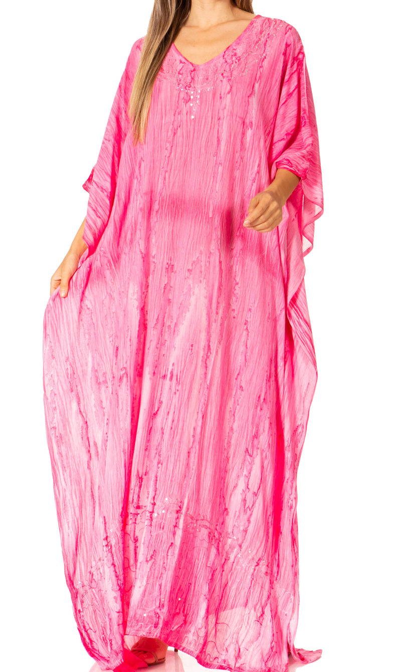 Sakkas Catia Women's Boho Casual Long Maxi Caftan Dress Kaftan Cover-up LougeWear