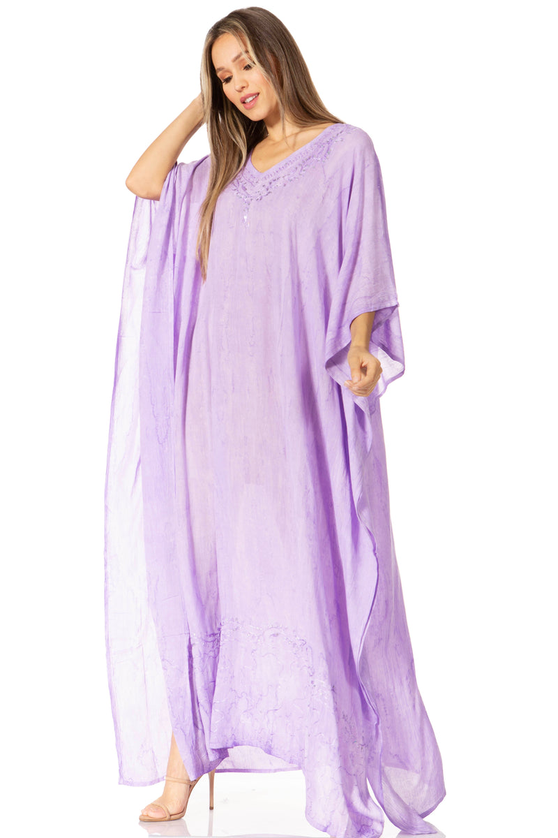 Sakkas Catia Women's Boho Casual Long Maxi Caftan Dress Kaftan Cover-up LougeWear