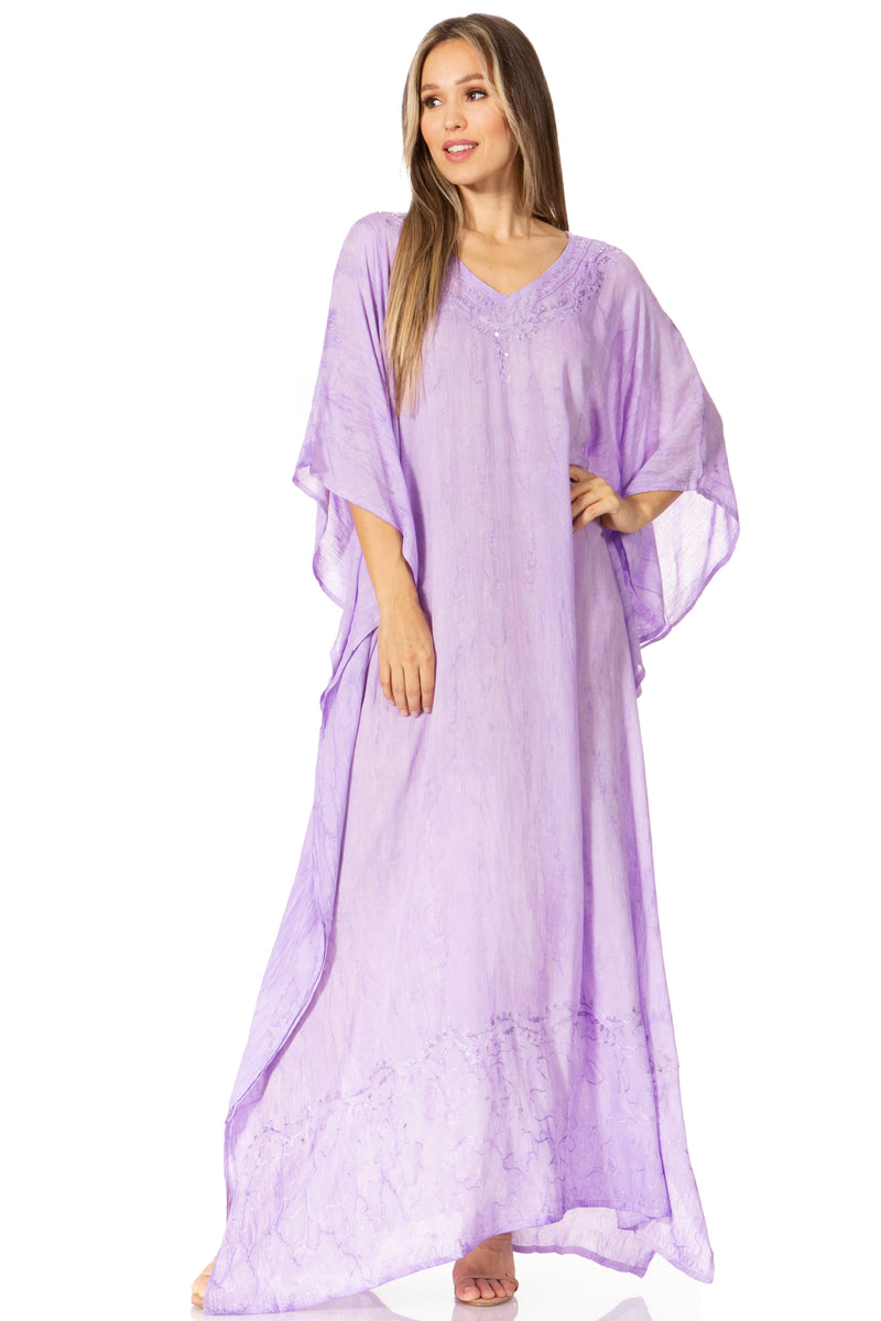 Sakkas Catia Women's Boho Casual Long Maxi Caftan Dress Kaftan Cover-up LougeWear