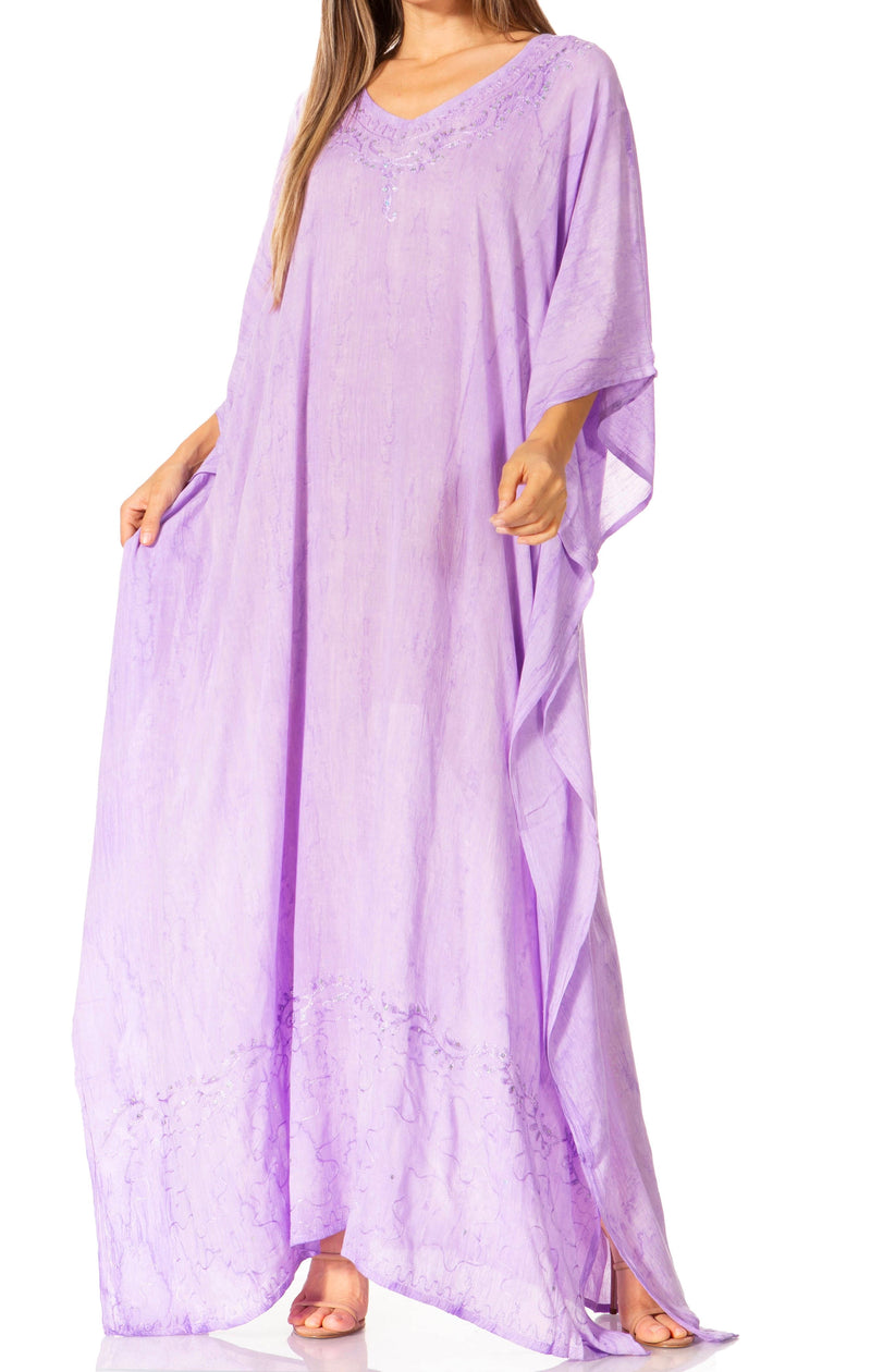 Sakkas Catia Women's Boho Casual Long Maxi Caftan Dress Kaftan Cover-up LougeWear