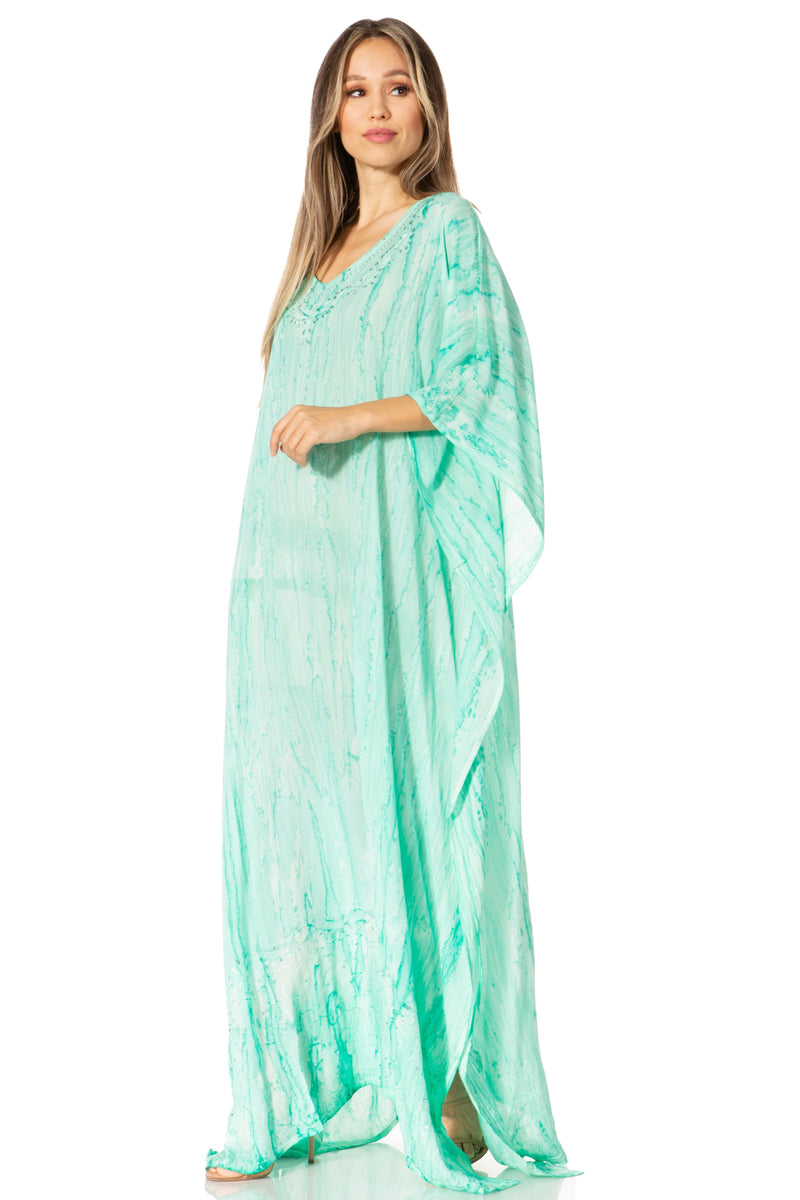 Sakkas Catia Women's Boho Casual Long Maxi Caftan Dress Kaftan Cover-up LougeWear