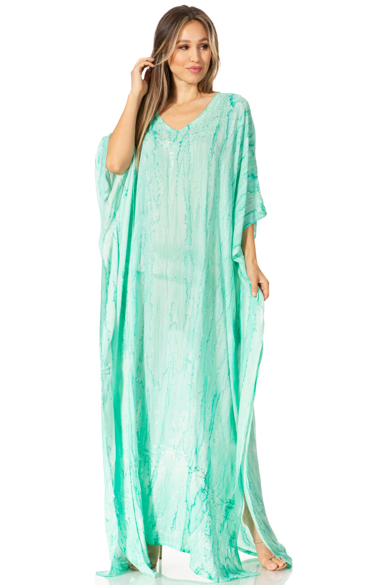 Sakkas Catia Women's Boho Casual Long Maxi Caftan Dress Kaftan Cover-up LougeWear